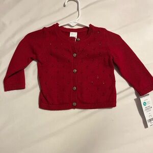 Red Button-Up Baby Cardigan